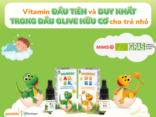 WelKids® - nhãn hiệu đầu tiên và duy nhất bổ sung vitamin trong dầu olive hữu cơ