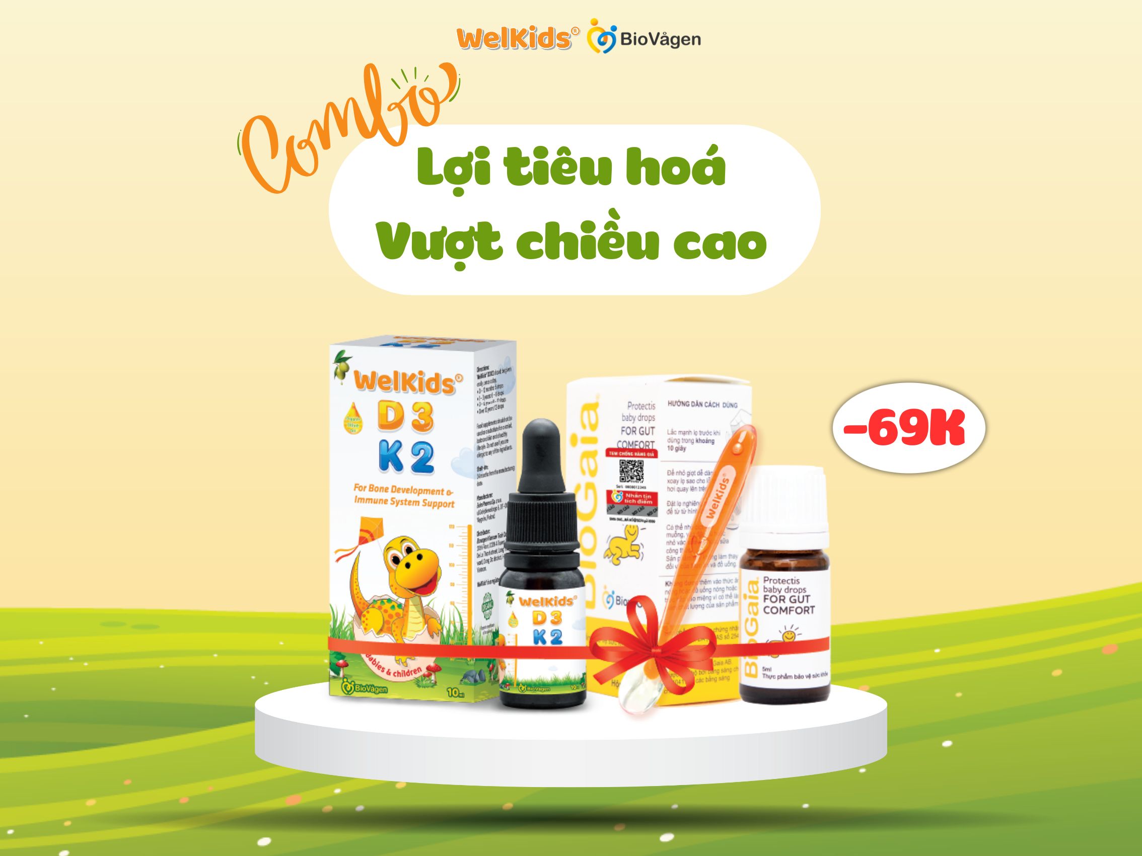 Combo lợi tiêu hóa, vượt chiều cao cùng WelKids® & BioGaia