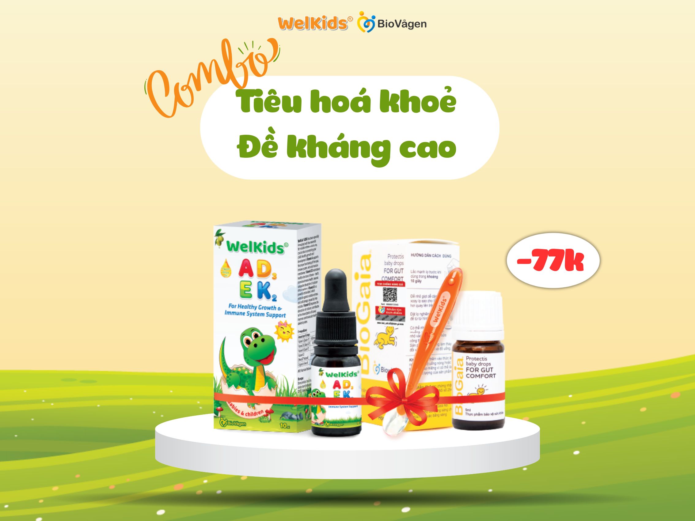 Combo tiêu hoá khoẻ, đề kháng cao cùng WelKids® & BioGaia