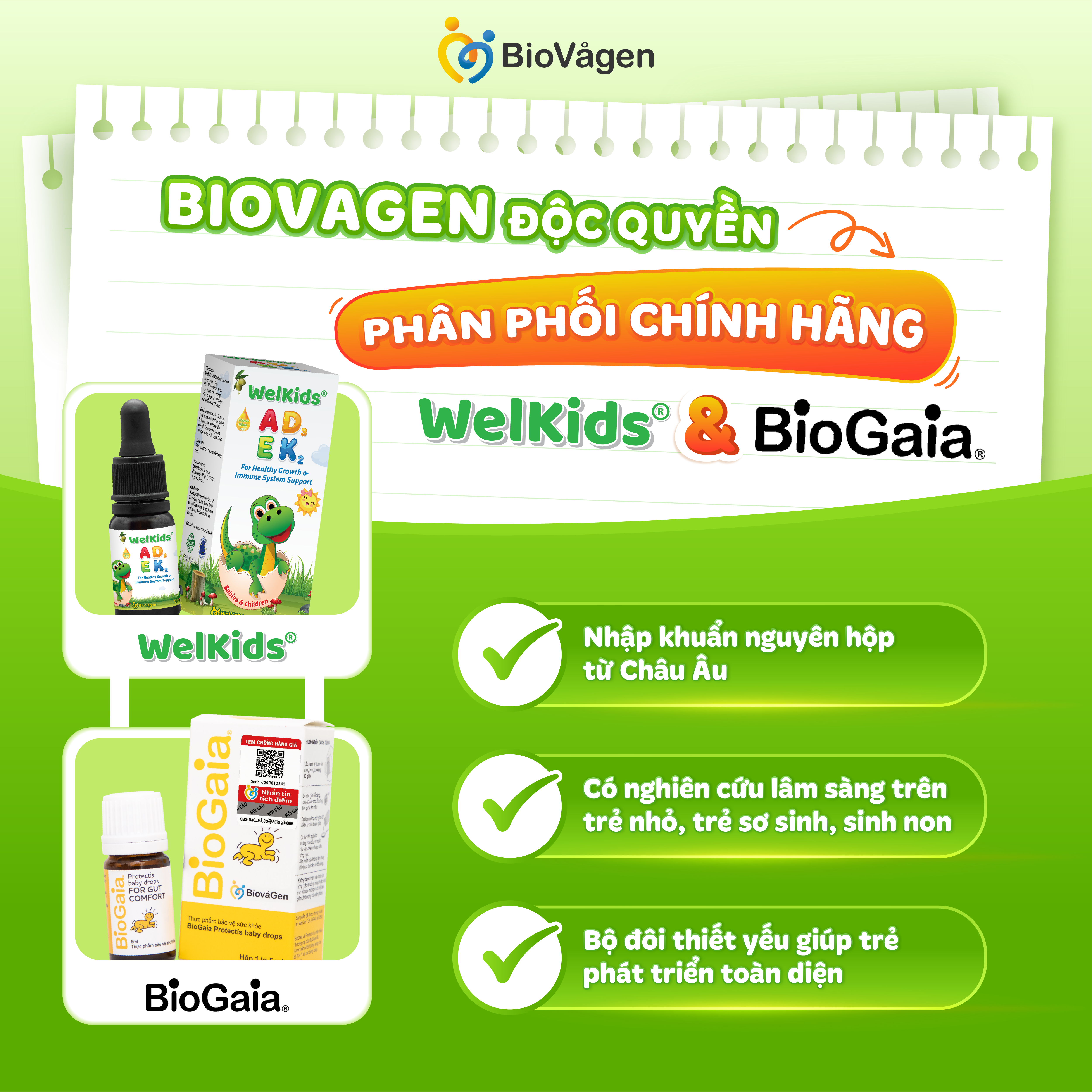 BioVagen độc quyền phân phối chính hãng WelKids và BioGaia