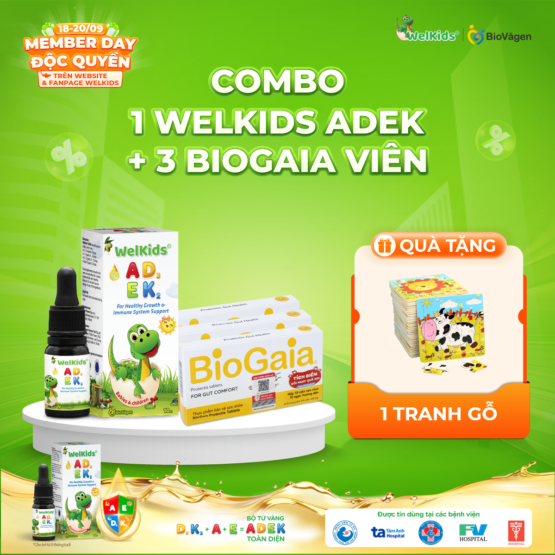 Combo 1 WelKids ADEK + 3 BioGaia viên