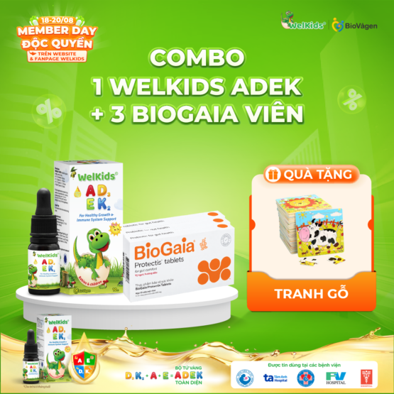 Combo 1 WelKids ADEK + 3 BioGaia viên